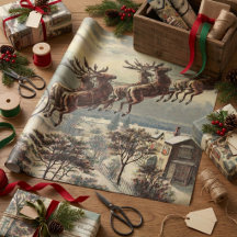 ヴィンテージ クリスマス、ソリに乗ったヴィクトリア朝のサンタクロース