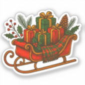 ヴィンテージ クリスマス ソリのプレゼント シール (正面)