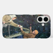 ヴィンテージ クリスマス ツリーに電球を飾る家族 Case-Mate iPhoneケース (裏面 (横))