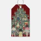 ヴィンテージ クリスマス ツリーの周りの子供たち ギフトタグ (正面)