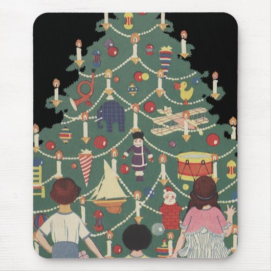 ヴィンテージ クリスマス ツリーの周りの子供たち マウスパッド (正面)