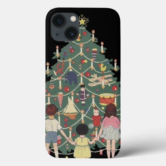 ヴィンテージ クリスマス ツリーの周りの子供たち Case-Mate iPhoneケース (裏面)