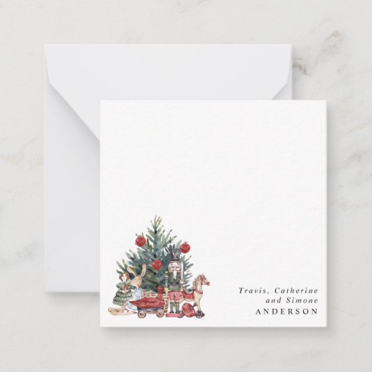 ヴィンテージ クリスマス ツリー おもちゃ くるみ割り人形 ホリデー ノートカード (正面)