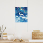 ヴィンテージ クリスマス トナカイ 水彩画 アート ポスター (キッチン)