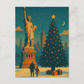 ヴィンテージ クリスマス ニューヨーク – 自由の女神 ポストカード (正面)