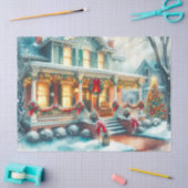 ヴィンテージ クリスマス ハウス ティッシュ ペーパー (クラフト)