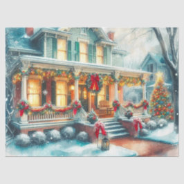 ヴィンテージ クリスマス ハウス ティッシュ ペーパー