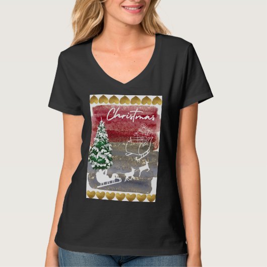 ヴィンテージ クリスマス ハウス フラッグ Tシャツ (正面)