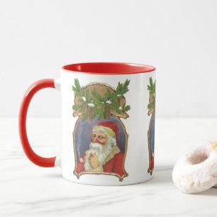 ヴィンテージ クリスマス パイプをくわえたヴィクトリア朝のサンタクロース マグカップ