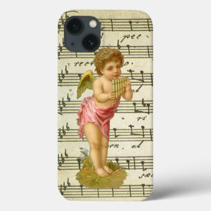 ヴィンテージ クリスマス、パンパイプを持つ天使のミュージシャン iPhone 13ケース