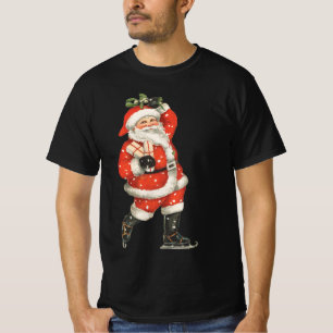 ヴィンテージ クリスマス ビクトリアン サンタクロース アイススケーター Tシャツ