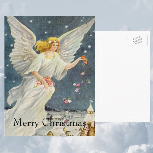 ヴィンテージ クリスマス ビクトリア朝の天使と星 薔薇