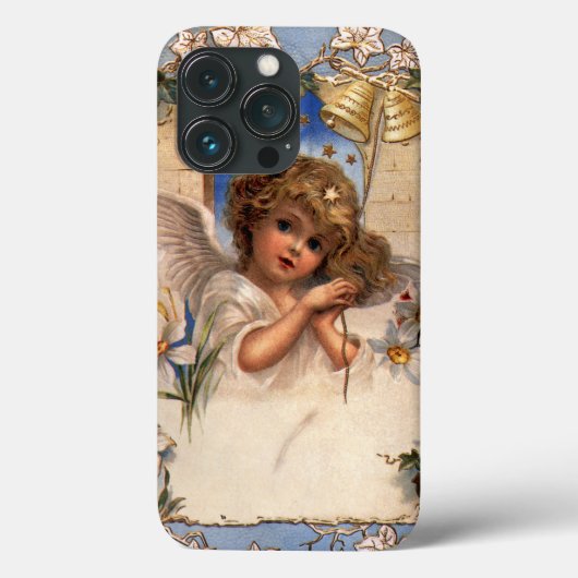 ヴィンテージ クリスマス ビクトリア朝の天使と金のベル Case-Mate iPhoneケース (裏面)