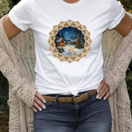 ヴィンテージ クリスマス ビレッジ ドイリー Tシャツ