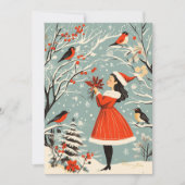 ヴィンテージ クリスマス フェスティブ ガール 冬の鳥 クリスマス (正面)