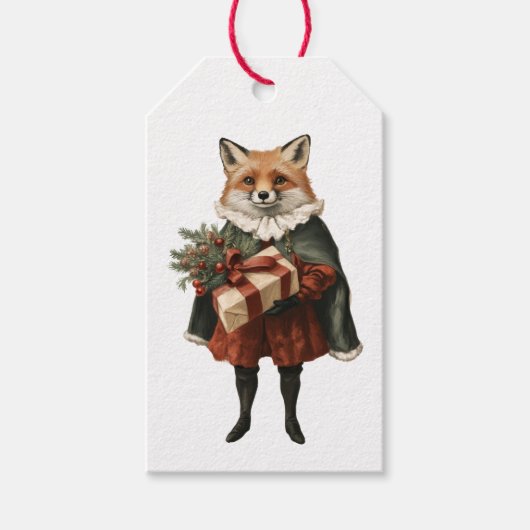 ヴィンテージ クリスマス フォックス ギフトタグ (正面)