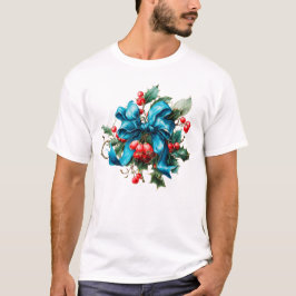 ヴィンテージ クリスマス フラワーとベリーの水彩クリップアート Tシャツ