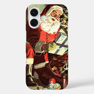 ヴィンテージ クリスマス プレゼントのサンタクロース iPhone 16ケース
