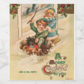 ヴィンテージ クリスマス ホリデー フェスティブ ワイン ラベル (シングルラベル)