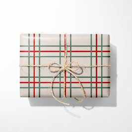 ヴィンテージ クリスマス ボーダー包装紙 - ベージュ ラッピングペーパー