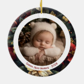 ヴィンテージ クリスマス ポインセチア 2 枚の写真 オーナメント (裏面)