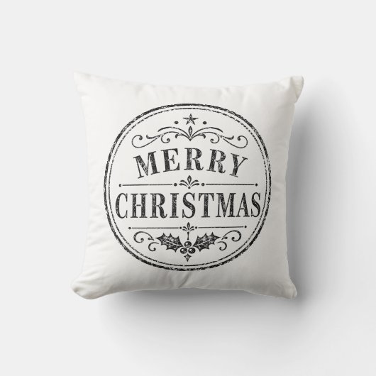 ヴィンテージ クリスマス モノクロ クッション (正面)