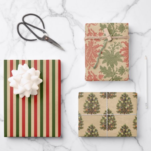 ヴィンテージ クリスマス ラッピングペーパーシート (正面)