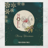 ヴィンテージ クリスマス リス、雪の結晶 ワインラベル (シングルラベル)