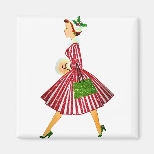 ヴィンテージ・クリスマス・レディ マグネット (正面)