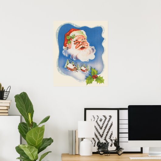 ヴィンテージ クリスマス レトロ サンタクロース ポスター (ホームオフィス)