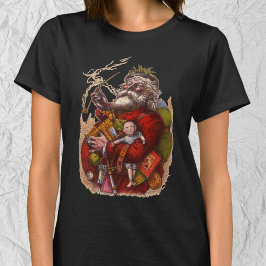 ヴィンテージ クリスマス、ヴィクトリア朝のサンタクロース パイプ おもちゃ Tシャツ