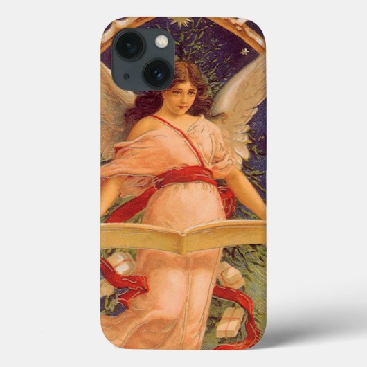 ヴィンテージ クリスマス、ヴィクトリア朝の天使が聖書を読む Case-Mate iPhoneケース (裏面)