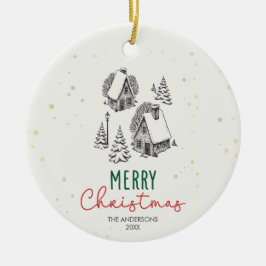 ヴィンテージ クリスマス 冬の村 セラミックオーナメント