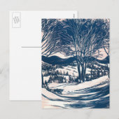 ヴィンテージ クリスマス 冬の雪山の風景 (正面/裏面)