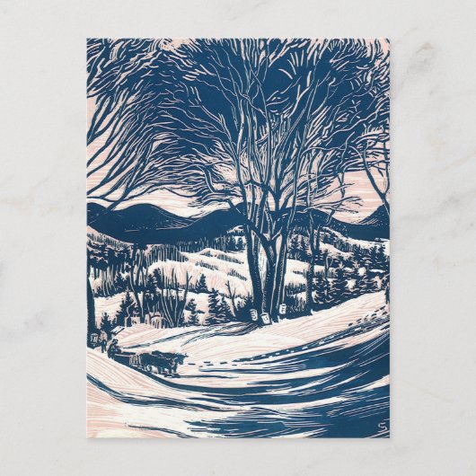 ヴィンテージ クリスマス 冬の雪山の風景 (正面)