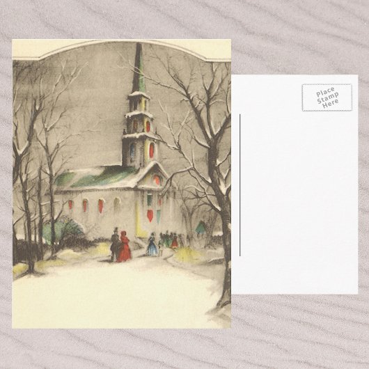 ヴィンテージ クリスマス 冬の雪景色の教会