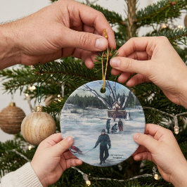 ヴィンテージ クリスマス 初雪 セラミックオーナメント