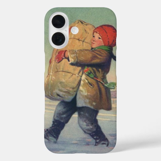 ヴィンテージ クリスマス 大きなプレゼントを持つ子供 Case-Mate iPhoneケース (裏面)