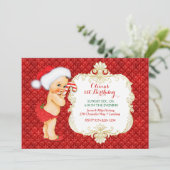 ヴィンテージ クリスマス 女の子 誕生日 シャワー 招待状 (スタンド正面)