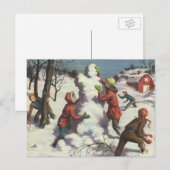 ヴィンテージ クリスマス 子供たちの雪合戦 (正面/裏面)
