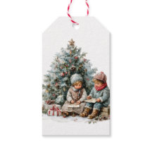 ヴィンテージ クリスマス 子供 水彩画
