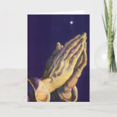 ヴィンテージ・クリスマス、宗教的な手祈の星 シーズンカード (正面)