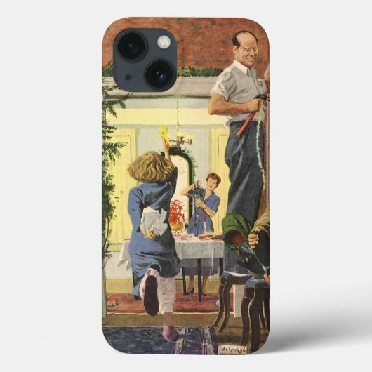 ヴィンテージ クリスマス, 家族で家を飾る Case-Mate iPhoneケース (裏面)