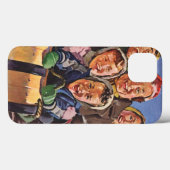 ヴィンテージ クリスマス 幸せな家族のそり遊び Case-Mate iPhoneケース (裏面 (横))