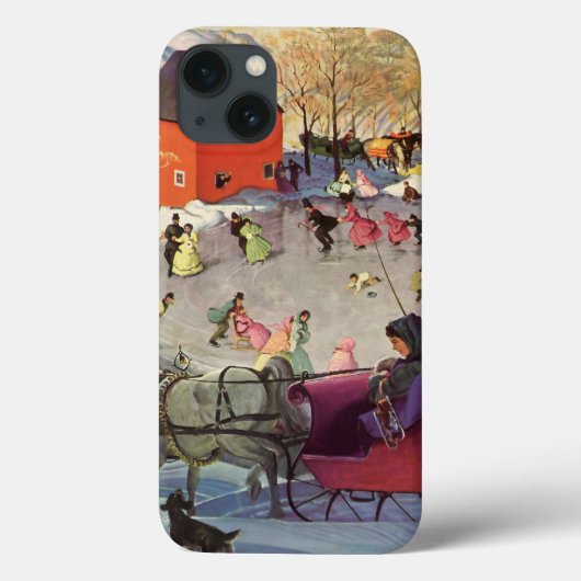 ヴィンテージ クリスマス、愛とロマンスのそり Case-Mate iPhoneケース (裏面)