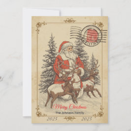 ヴィンテージ クリスマス 手描き フラット ホリデーカード