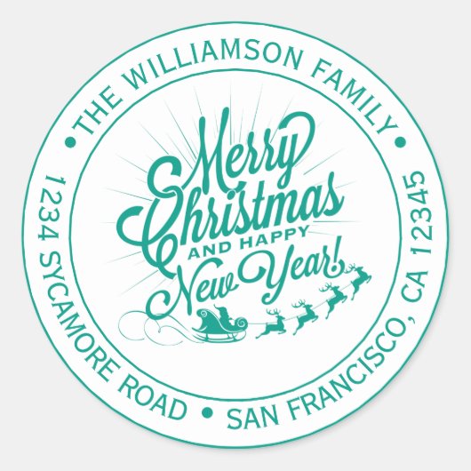 ヴィンテージ クリスマス 新年 グリーン 返信先住所 ラウンドシール (正面)
