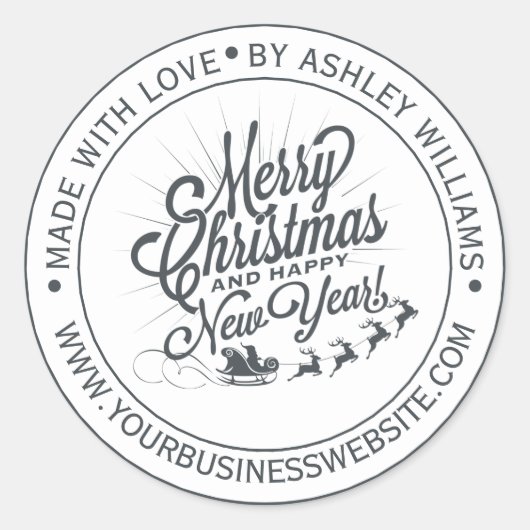 ヴィンテージ クリスマス 新年 愛を込めて ビジネス ラウンドシール (正面)