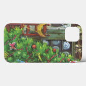 ヴィンテージ クリスマス、暖炉のある居心地の良いログキャビン Case-Mate iPhoneケース (裏面 (横))