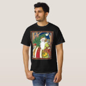 ヴィンテージ クリスマス, 森のサンタクロースとシカ Tシャツ (正面フル)